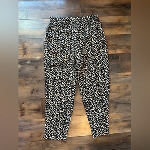 J.Crew Leopard Print Pants Sz 10 Pull On Tapered Ankle